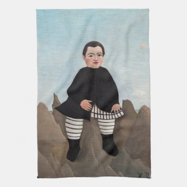 Henri Rousseau - Boy on the Rocks Tea Towel (Vertical)