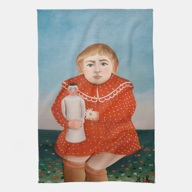 Henri Rousseau - Child with a Doll Tea Towel (Vertical)