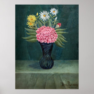 Henri Rousseau - Dahlia and Daisies in a Vase Poster