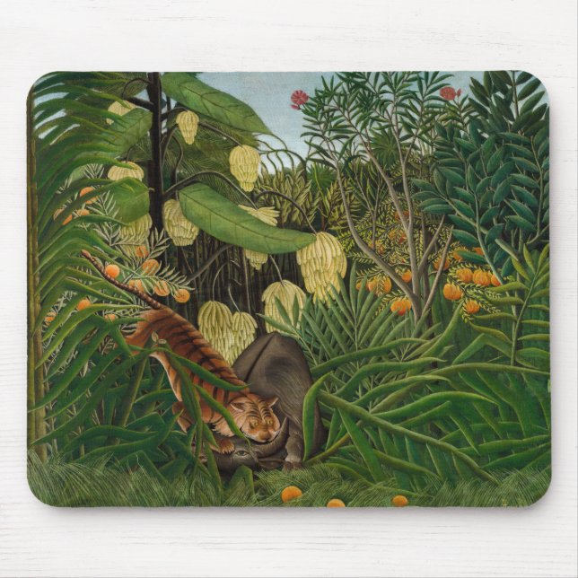 Henri Rousseau - Fight between Tiger and Buffalo Mouse Mat (Front)