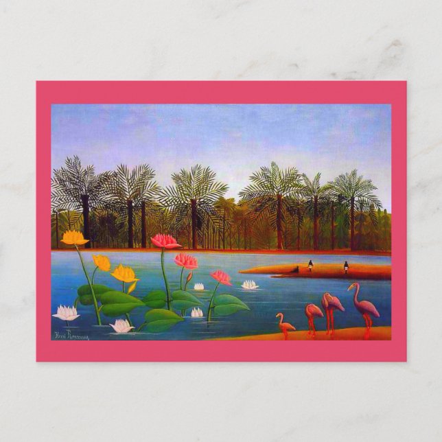 Henri Rousseau, Flamingoes Painting Postcard (Front)