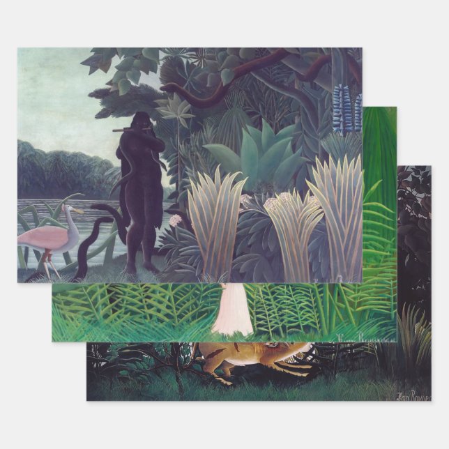 Henri Rousseau - Jungle Masterpieces Selection Wrapping Paper Sheet (Set)