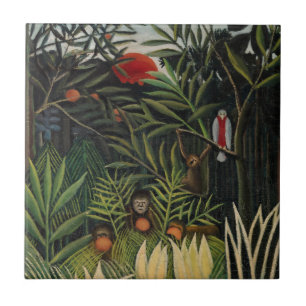 Henri Rousseau - Monkeys & Parrot in Virgin Forest Tile