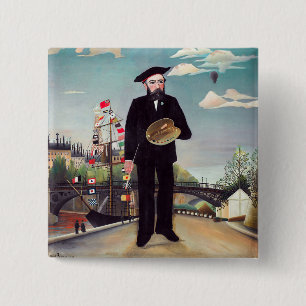Henri Rousseau - Myself Portrait-Landscape 15 Cm Square Badge