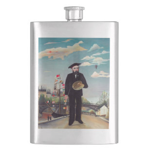 Henri Rousseau - Myself Portrait-Landscape Hip Flask