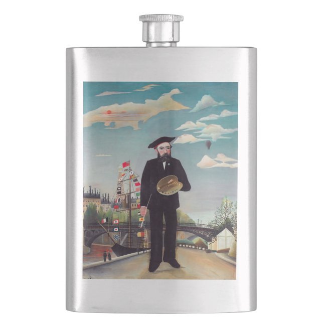 Henri Rousseau - Myself Portrait-Landscape Hip Flask (Front)