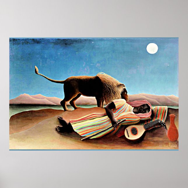 Henri Rousseau painting, Sleeping Gypsy Poster (Front)