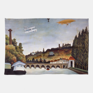 Henri Rousseau - Sevres bridge & hills of Clamart Tea Towel