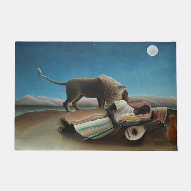Henri Rousseau Sleeping Gypsy Lion Painting Doormat (Front)