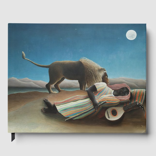 Henri Rousseau Sleeping Gypsy Lion Painting Guest Book (Front)