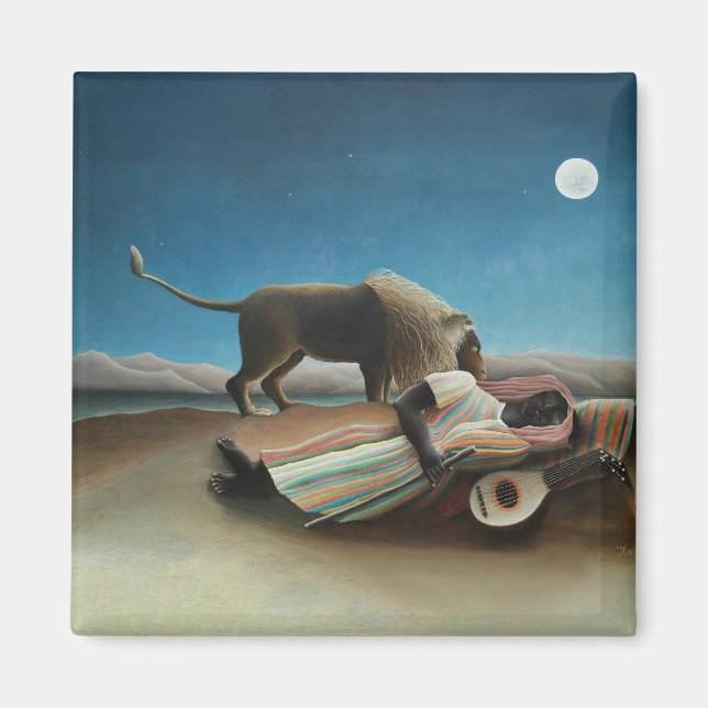Henri Rousseau Sleeping Gypsy Lion Painting Magnet (Front)