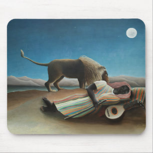 Henri Rousseau Sleeping Gypsy Lion Painting Mouse Mat