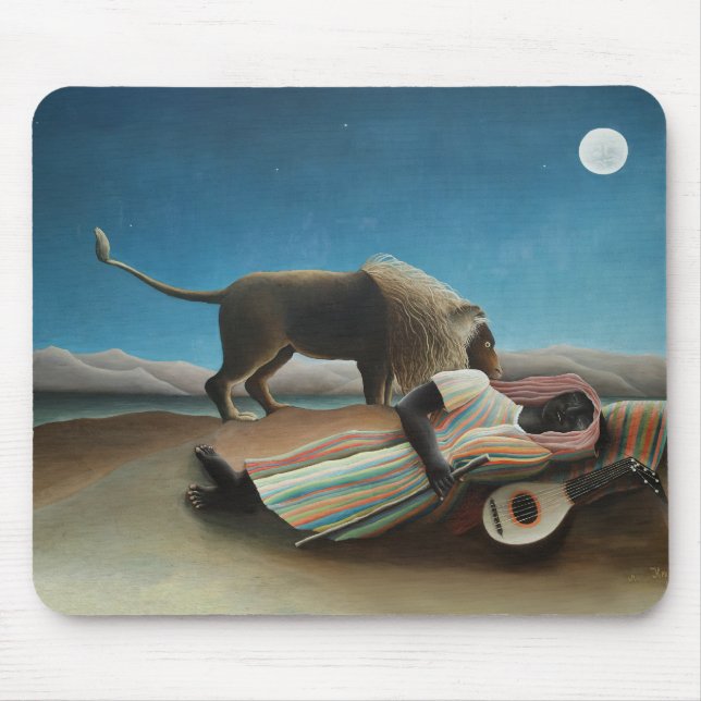 Henri Rousseau Sleeping Gypsy Lion Painting Mouse Mat (Front)