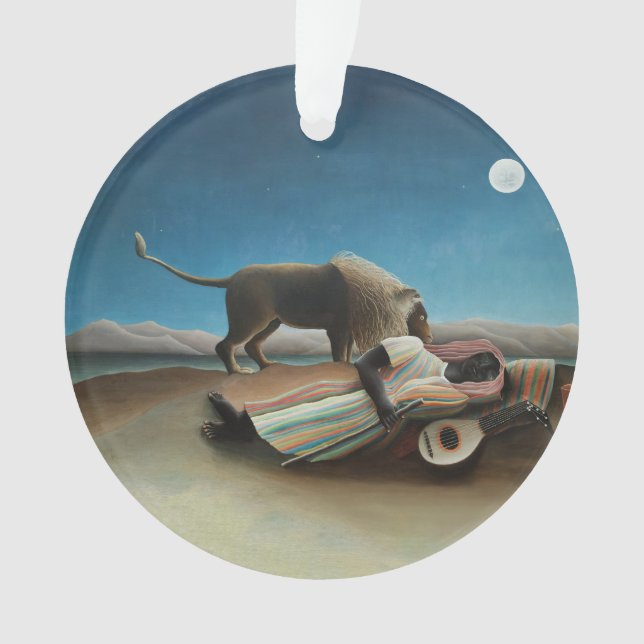Henri Rousseau Sleeping Gypsy Lion Painting Ornament (Front)
