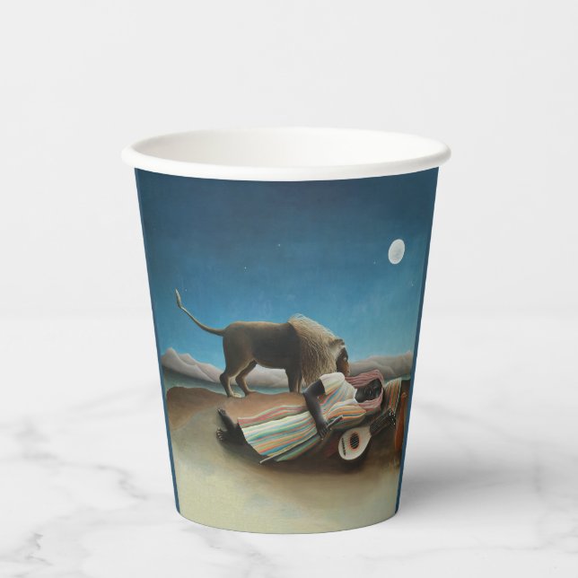 Henri Rousseau Sleeping Gypsy Lion Painting Paper Cups (Front)
