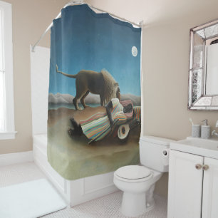 Henri Rousseau Sleeping Gypsy Lion Painting Shower Curtain