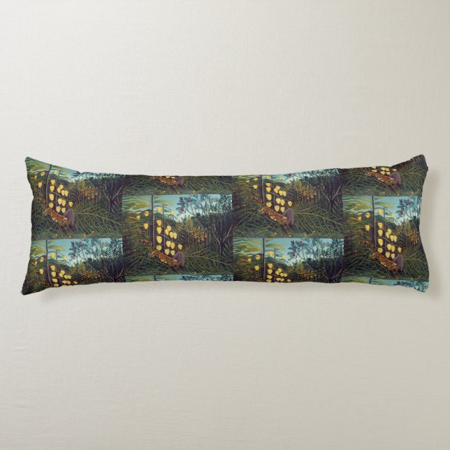 Henri Rousseau Struggle between Tiger and Bull Body Cushion (Front)