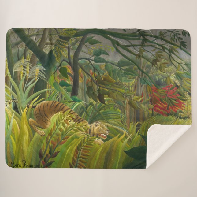 Henri Rousseau - Surprised! Sherpa Blanket (Front (Horizontal))