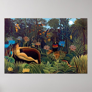 Henri Rousseau The Dream - Jungle Woman w Animals Poster