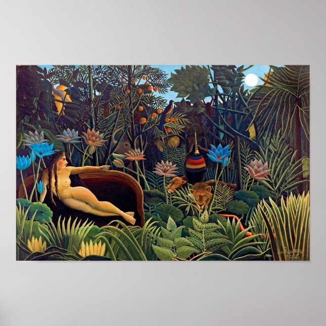 Henri Rousseau The Dream - Jungle Woman w Animals Poster (Front)