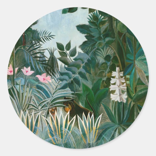 Henri Rousseau - The Equatorial Jungle Classic Round Sticker (Front)