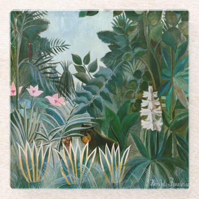 Henri Rousseau - The Equatorial Jungle Glass Coaster (Front)