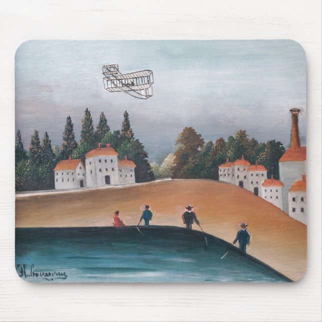 Henri Rousseau - The Fishermen and the Biplane Mouse Mat (Front)