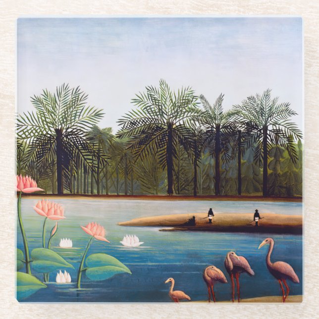 Henri Rousseau - The Flamingoes Glass Coaster (Front)