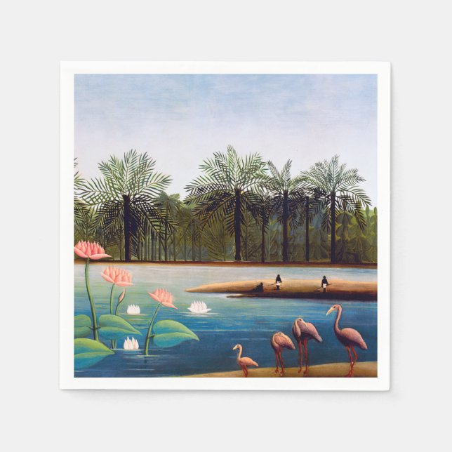 Henri Rousseau - The Flamingoes Napkin (Front)