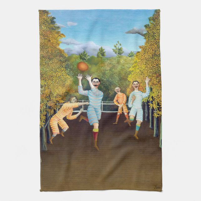 Henri Rousseau - The Football Players Tea Towel (Vertical)