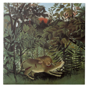 Henri Rousseau - The Hungry Lion Attacking Tile