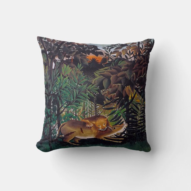 Henri Rousseau - The Hungry Lion Cushion (Front)