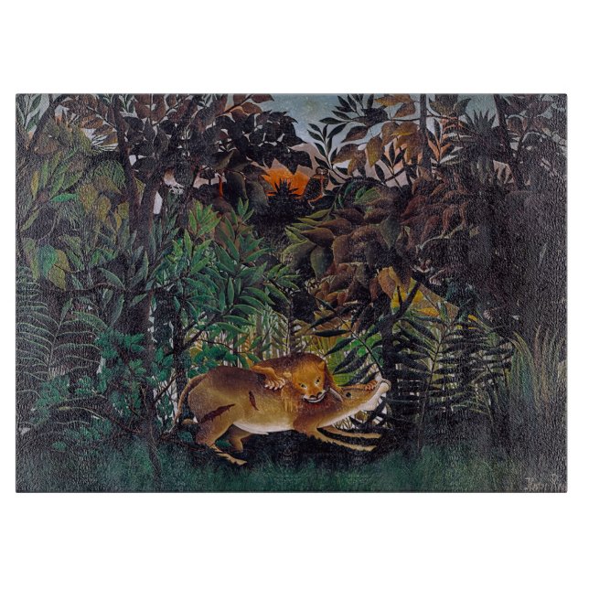 Henri Rousseau - The Hungry Lion Cutting Board (Front)