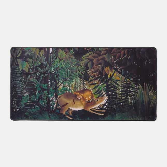 Henri Rousseau - The Hungry Lion Desk Mat (Front)
