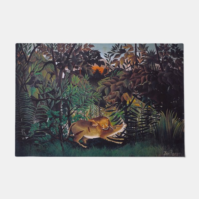 Henri Rousseau - The Hungry Lion Doormat (Front)