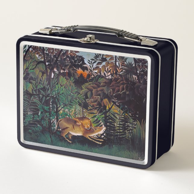 Henri Rousseau - The Hungry Lion Metal Lunch Box (Front)