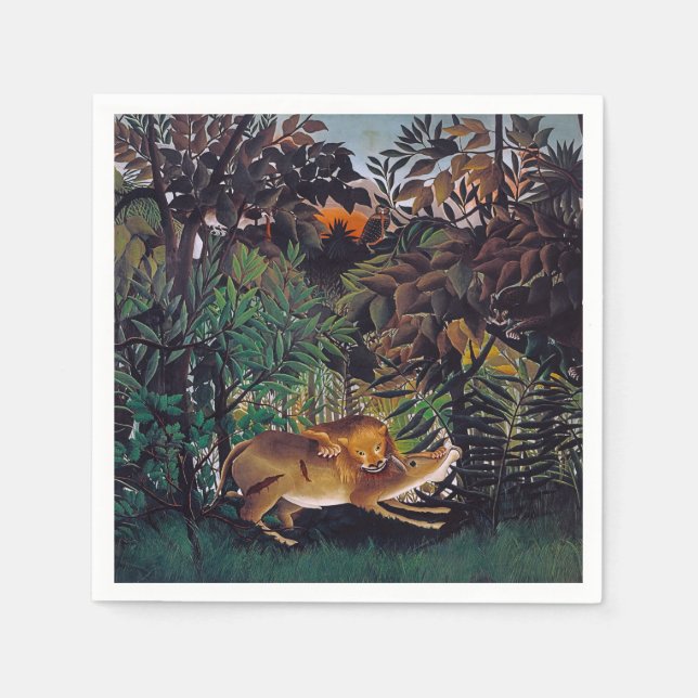 Henri Rousseau - The Hungry Lion Napkin (Front)