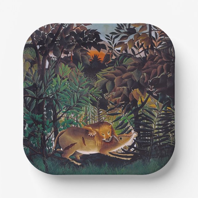 Henri Rousseau - The Hungry Lion Paper Plate (Front)