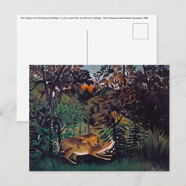 Henri Rousseau - The Hungry Lion Postcard (Front/Back)