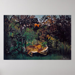 Henri Rousseau - The Hungry Lion Poster