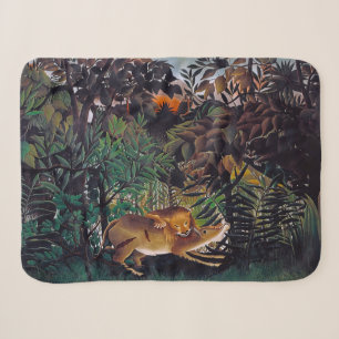 Henri Rousseau - The Hungry Lion Sherpa Blanket