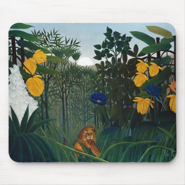 Henri Rousseau The Repast of the Lion Botanical Ga Mouse Mat (Front)