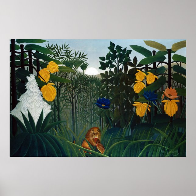 Henri Rousseau The Repast of the Lion Botanical Poster (Front)