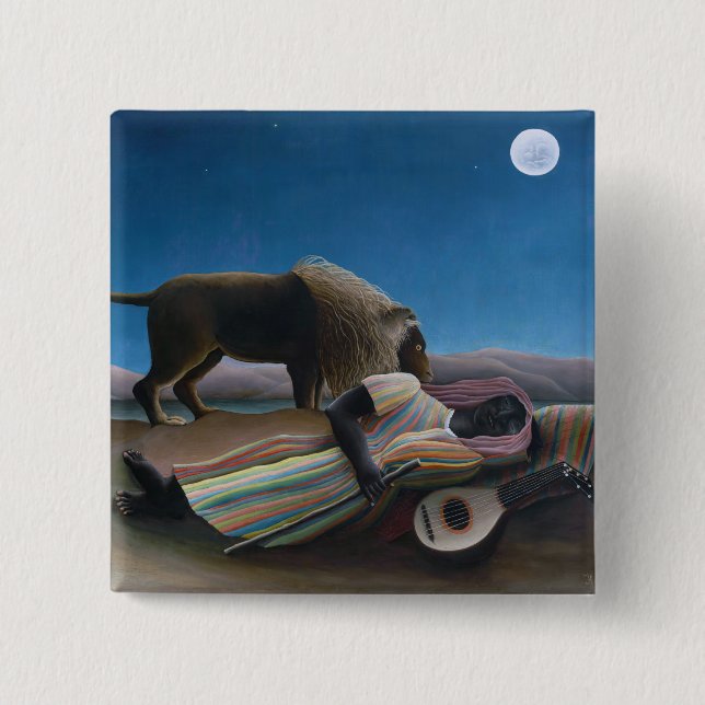 Henri Rousseau - The Sleeping Gypsy 15 Cm Square Badge (Front)