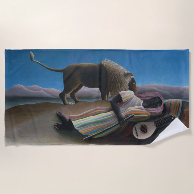 Henri Rousseau - The Sleeping Gypsy Beach Towel (Front)