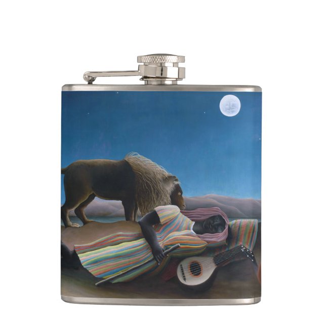 Henri Rousseau - The Sleeping Gypsy Hip Flask (Front)