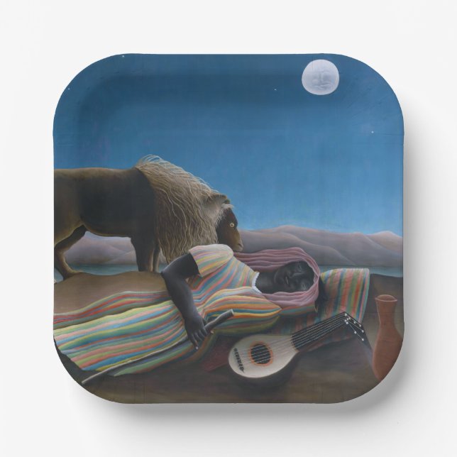 Henri Rousseau - The Sleeping Gypsy Paper Plate (Front)