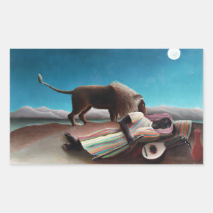Henri Rousseau The Sleeping Gypsy Vintage Rectangular Sticker
