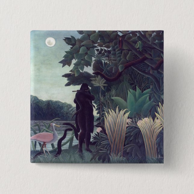 Henri Rousseau - The Snake Charmer 15 Cm Square Badge (Front)