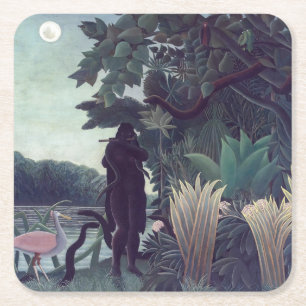 Henri Rousseau - The Snake Charmer Square Paper Coaster